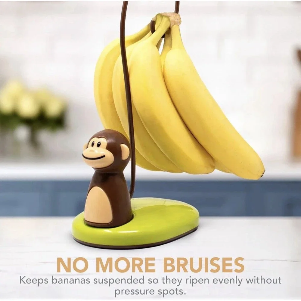 Joie Monkey Banana Tree Holder, Countertop Fruit Hanger with Secure Black